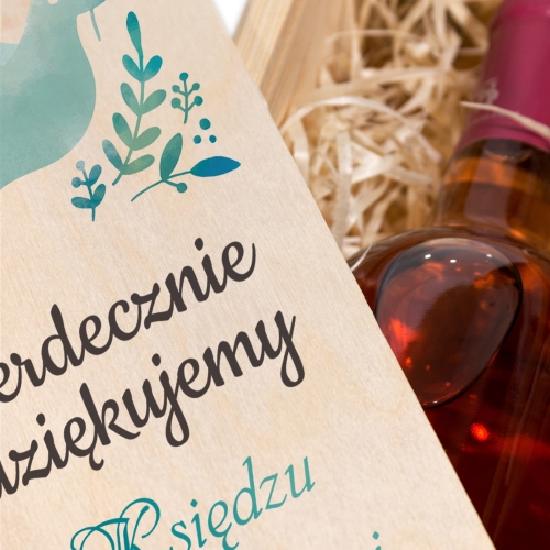 Skrzynka na wino PODZIĘKOWANIE dla księdza KOMUNIA