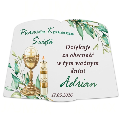 Podziękowania dla gości komunia z imieniem dziecka