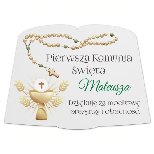 Podziękowania na komunię świętą imię dziecka i data