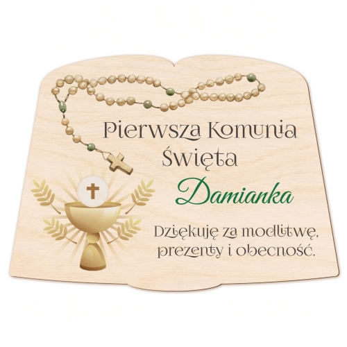 Podziękowania na komunię świętą imienne dla gości