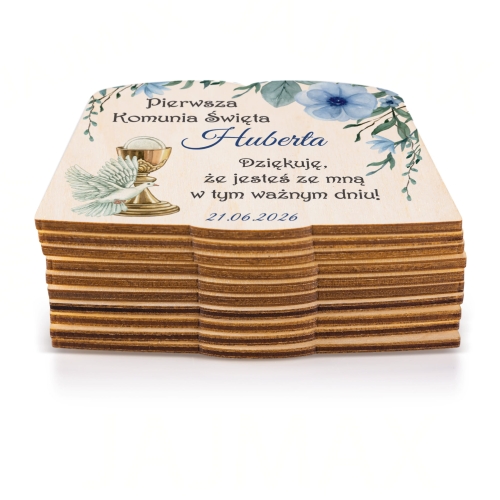 Podziękowania na komunię dla gości z imieniem i datą