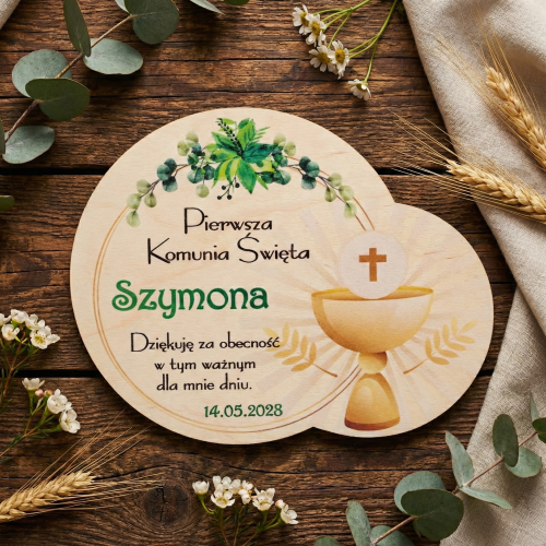 Magnes na komunię z imieniem PODZIĘKOWANIA KOMUNIA DLA GOŚCI