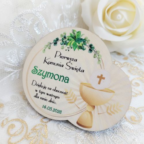 Magnes na komunię z imieniem PODZIĘKOWANIA KOMUNIA DLA GOŚCI