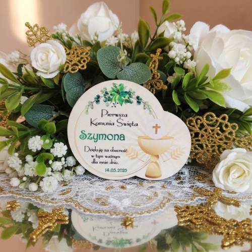 Magnes na komunię z imieniem PODZIĘKOWANIA KOMUNIA DLA GOŚCI