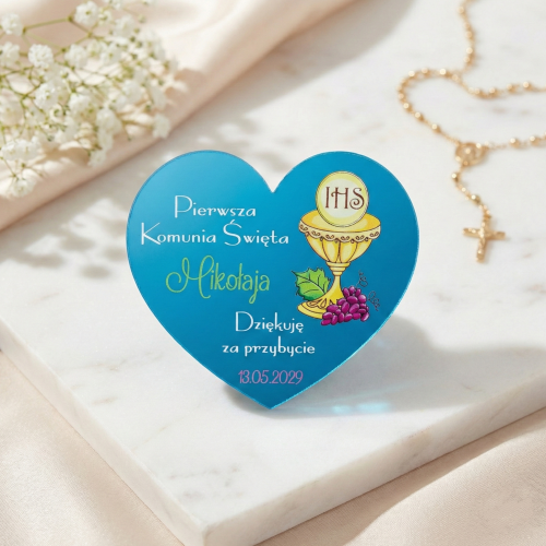 ORYGINALNE PODZIĘKOWANIA DLA GOŚCI KOMUNIA magnes lustro serce