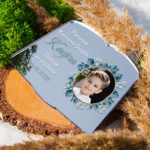 FOTO MAGNES KSIĘGA SREBRNE LUSTRO upominki dla gości komunia