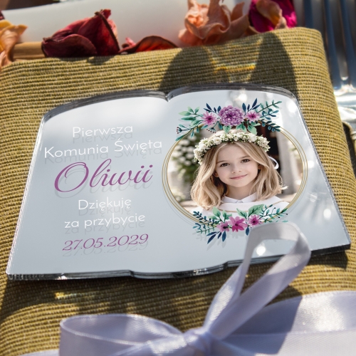 SREBRNE LUSTRO upominki dla gości komunia FOTO MAGNES KSIĘGA