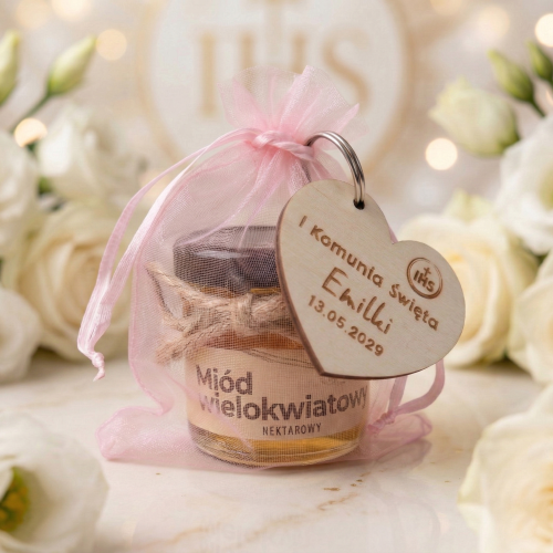 MIODZIK i BRELOCZEK SERCE podziękowania dla gości Komunia