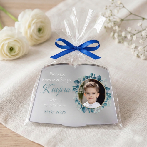 FOTO MAGNES KSIĘGA SREBRNE LUSTRO upominki dla gości komunia