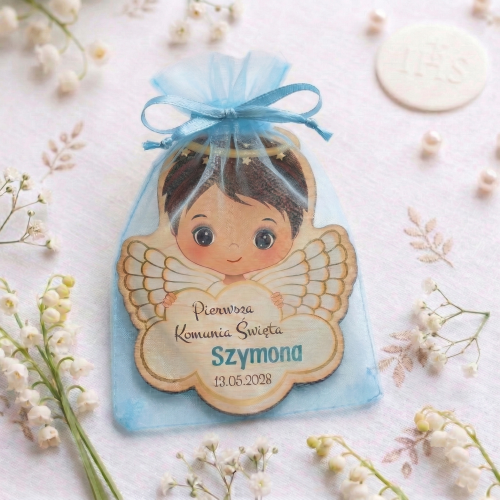 Magnes na lodówkę komunia ANIOŁKI PODZIĘKOWANIA KOMUNIJNE nadruk