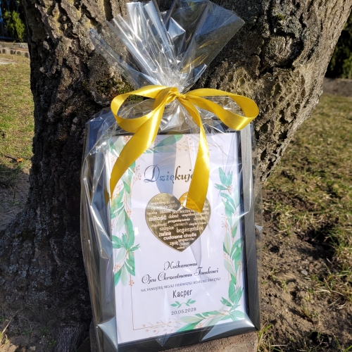 Spersonalizowany obrazek eleganckie podziękowanie dla chrzestnych komunia