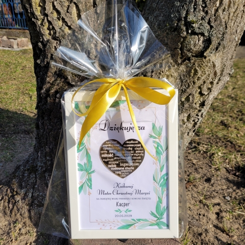 Piękny obrazek pamiątka i podziękowanie dla chrzestnych na I Komunie Świętą