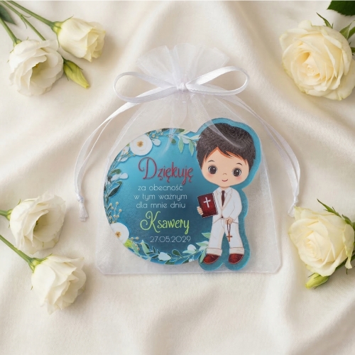 Magnes lustrzany niebieski ELEGANCKIE UPOMINKI DLA GOŚCI KOMUNIA