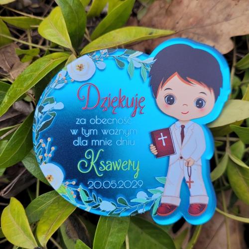 Magnes lustrzany niebieski ELEGANCKIE UPOMINKI DLA GOŚCI KOMUNIA