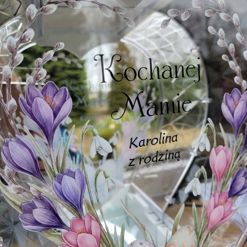 Znicz wielkanocny SOLARNY LED jajko pisanka z podpisem na grób XXL