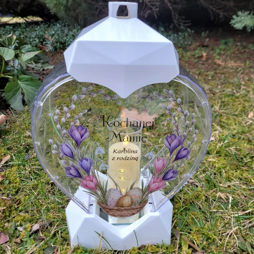 Znicz wielkanocny SOLARNY LED jajko pisanka z podpisem na grób XXL