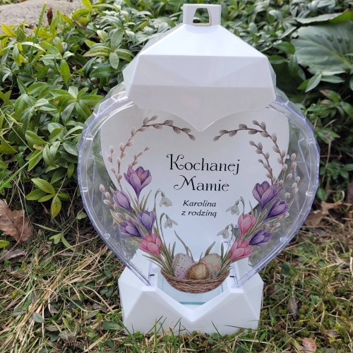 Znicz wielkanocny SOLARNY LED jajko pisanka z podpisem na grób XXL