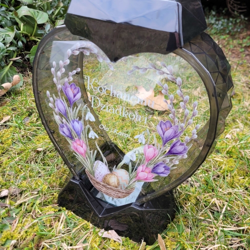 Znicz SOLARNY LED wielkanocny jajko pisanka z podpisem na grób XXL