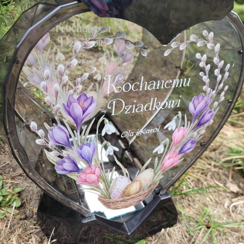 Znicz SOLARNY LED wielkanocny jajko pisanka z podpisem na grób XXL