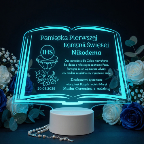 STATUETKA led biblia pierwsza komunia święta grawer
