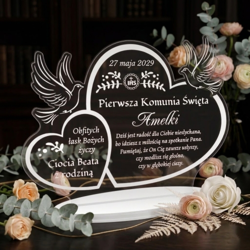 STATUETKA gołąbki pierwsza komunia święta grawer