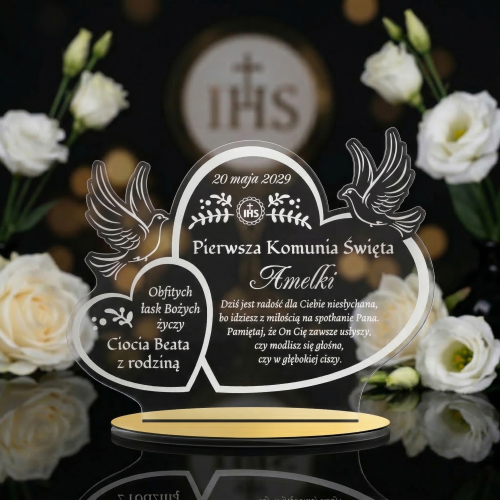 STATUETKA gołąbki pierwsza komunia święta grawer