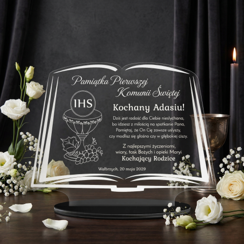 STATUETKA biblia pierwsza komunia święta grawer