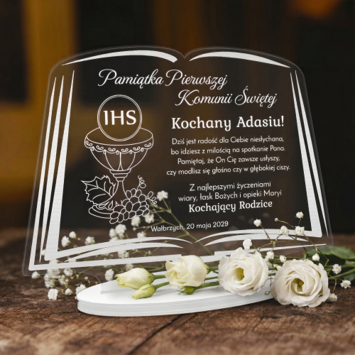 STATUETKA biblia pierwsza komunia święta grawer