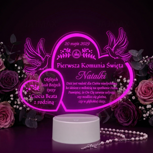 Statuetka led gołąbki PIERWSZA KOMUNIA ŚWIĘTA grawer
