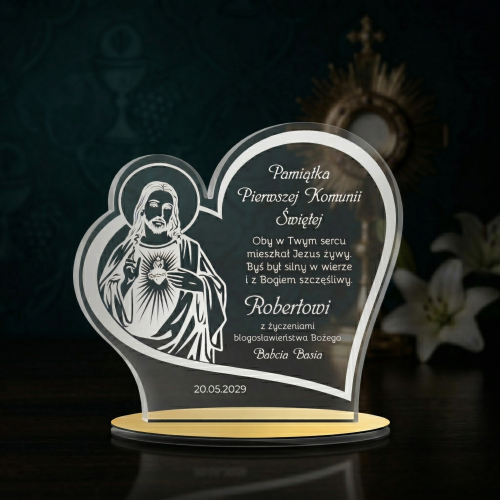 Statuetka serce pierwsza KOMUNIA ŚWIĘTA grawer