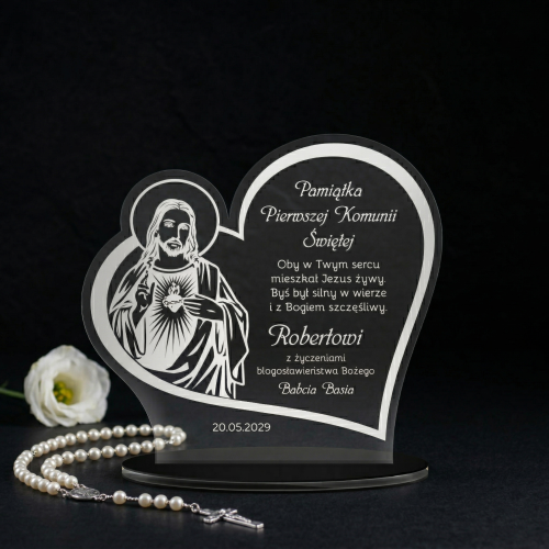 Statuetka serce pierwsza KOMUNIA ŚWIĘTA grawer