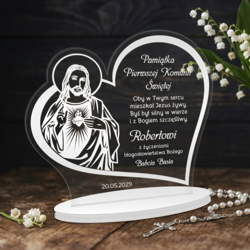 Statuetka serce pierwsza KOMUNIA ŚWIĘTA grawer