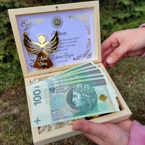 Pamiątka Pierwszej Komunii Świętej pudełko na pieniądze komunia