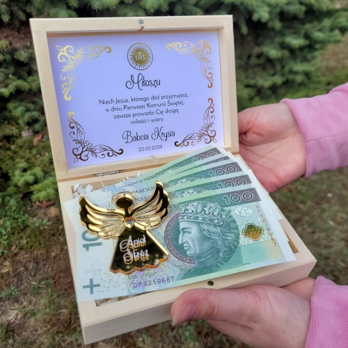 Pamiątka Pierwszej Komunii Świętej pudełko na pieniądze komunia