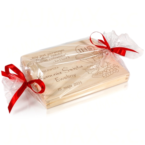 PUDEŁKO na czekoladki Merci pamiątka pierwsza komunia święta z grawerem
