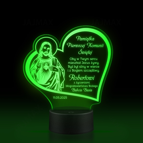 STATUETKA led serce pierwsza komunia święta grawer