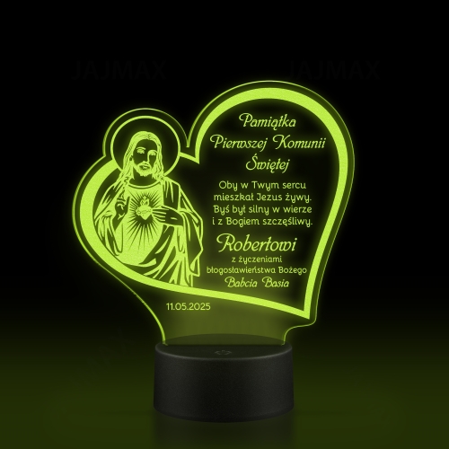 STATUETKA led serce pierwsza komunia święta grawer
