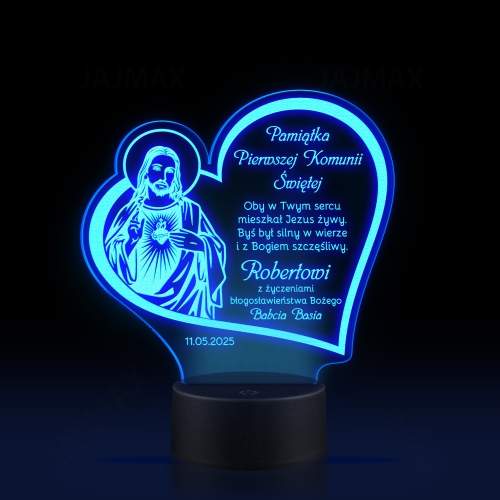 STATUETKA led serce pierwsza komunia święta grawer