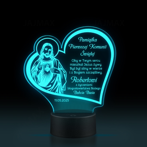 STATUETKA led serce pierwsza komunia święta grawer