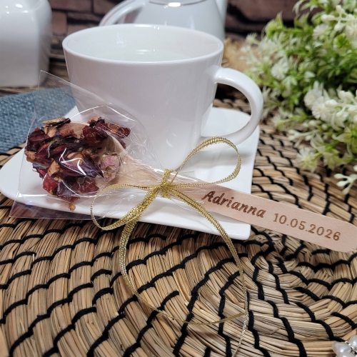 Podziękowania na komunię łyżeczka z herbatą i grawerem
