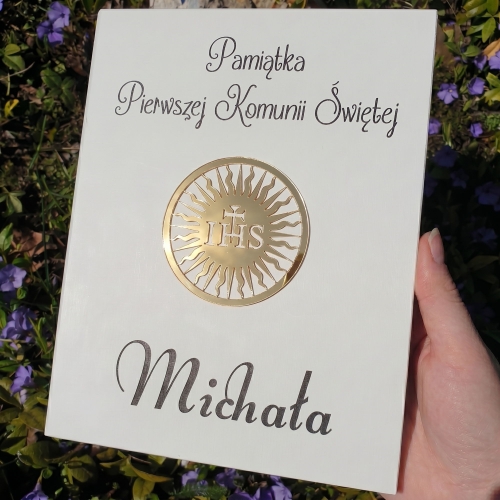 Biblia Pamiątka Pierwszej Komunii Świętej z dedykacją i miejscem na pieniądze