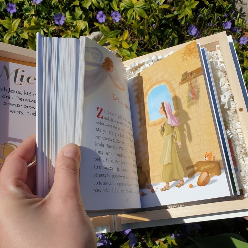 Biblia Pamiątka Pierwszej Komunii Świętej z dedykacją i miejscem na pieniądze