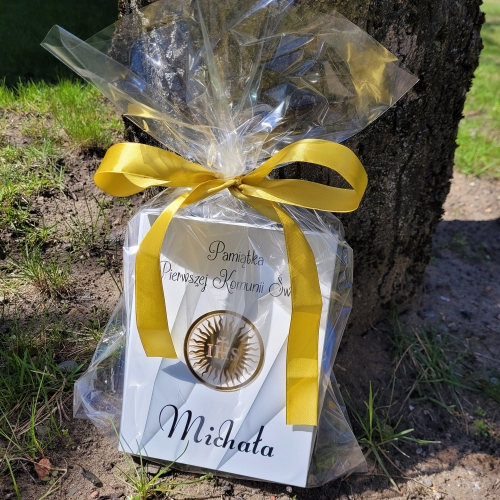 Biblia Pamiątka Pierwszej Komunii Świętej z dedykacją i miejscem na pieniądze