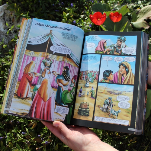 Pamiątka Pierwszej Komunii Świętej Biblia komiks  z dedykacją