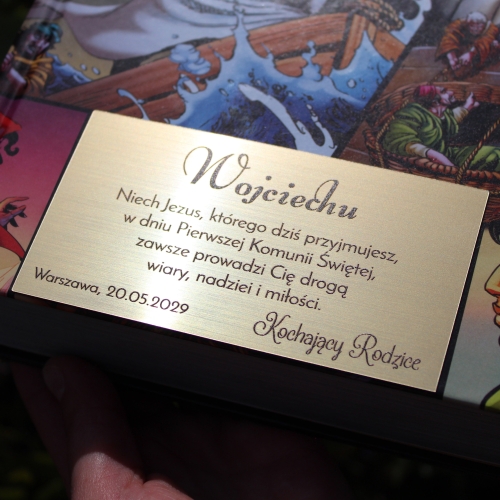 Pamiątka Pierwszej Komunii Świętej Biblia komiks  z dedykacją