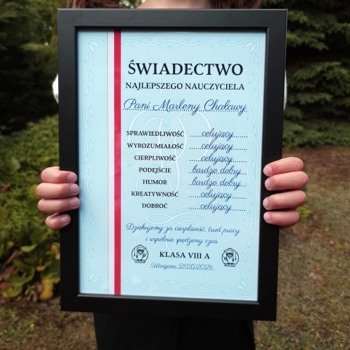 PREZENT DLA NAUCZYCIELA ŚWIADECTWO Z PASKIEM PODSTAWÓWKA