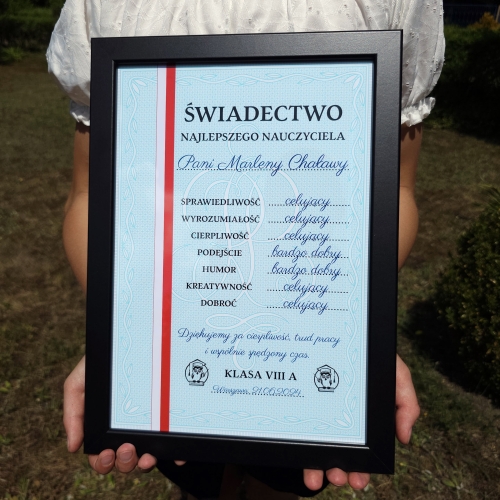 PREZENT DLA NAUCZYCIELA ŚWIADECTWO Z PASKIEM PODSTAWÓWKA