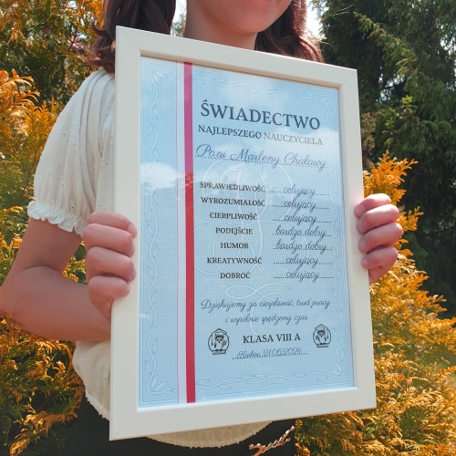 Dyplom Świadectwo Dla nauczyciela prezent od klasy