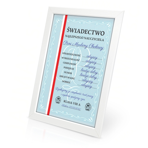 Dyplom Świadectwo Dla nauczyciela prezent od klasy