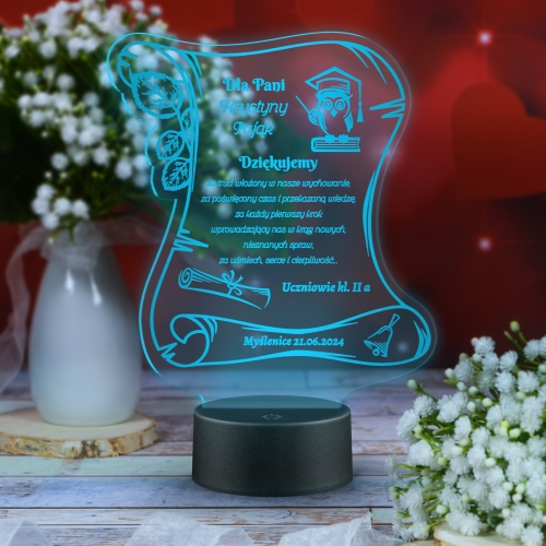 Statuetka led list PODZIĘKOWANIE DLA WYCHOWAWCY grawer